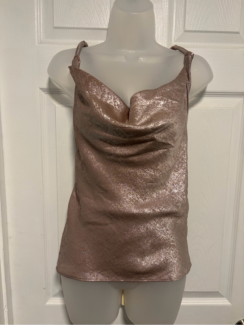 Dress Forum Shimmery Mauve Cowl Neck Camisole